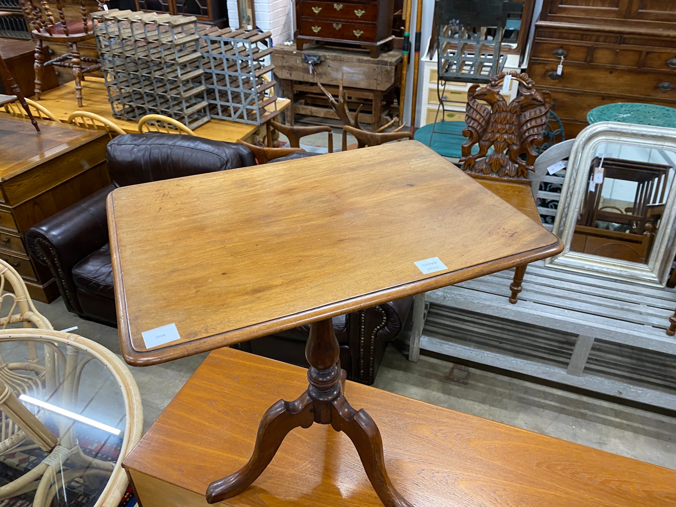 A Victorian mahogany tripod wine table, width 67cm, depth 50cm, height 70cm